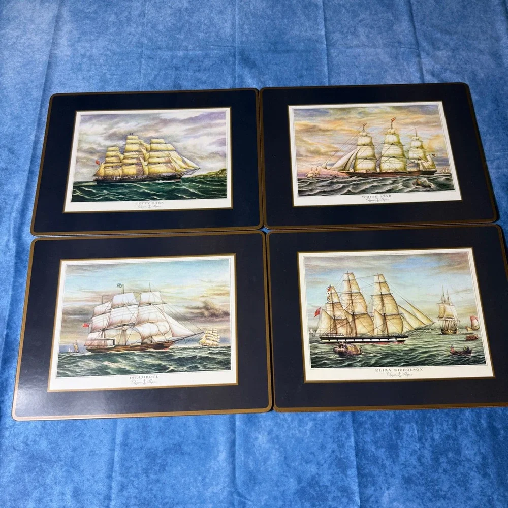 Pimpernel De Luxe Clipper Ships Placemats Set of 4 Nautical Cork Back England